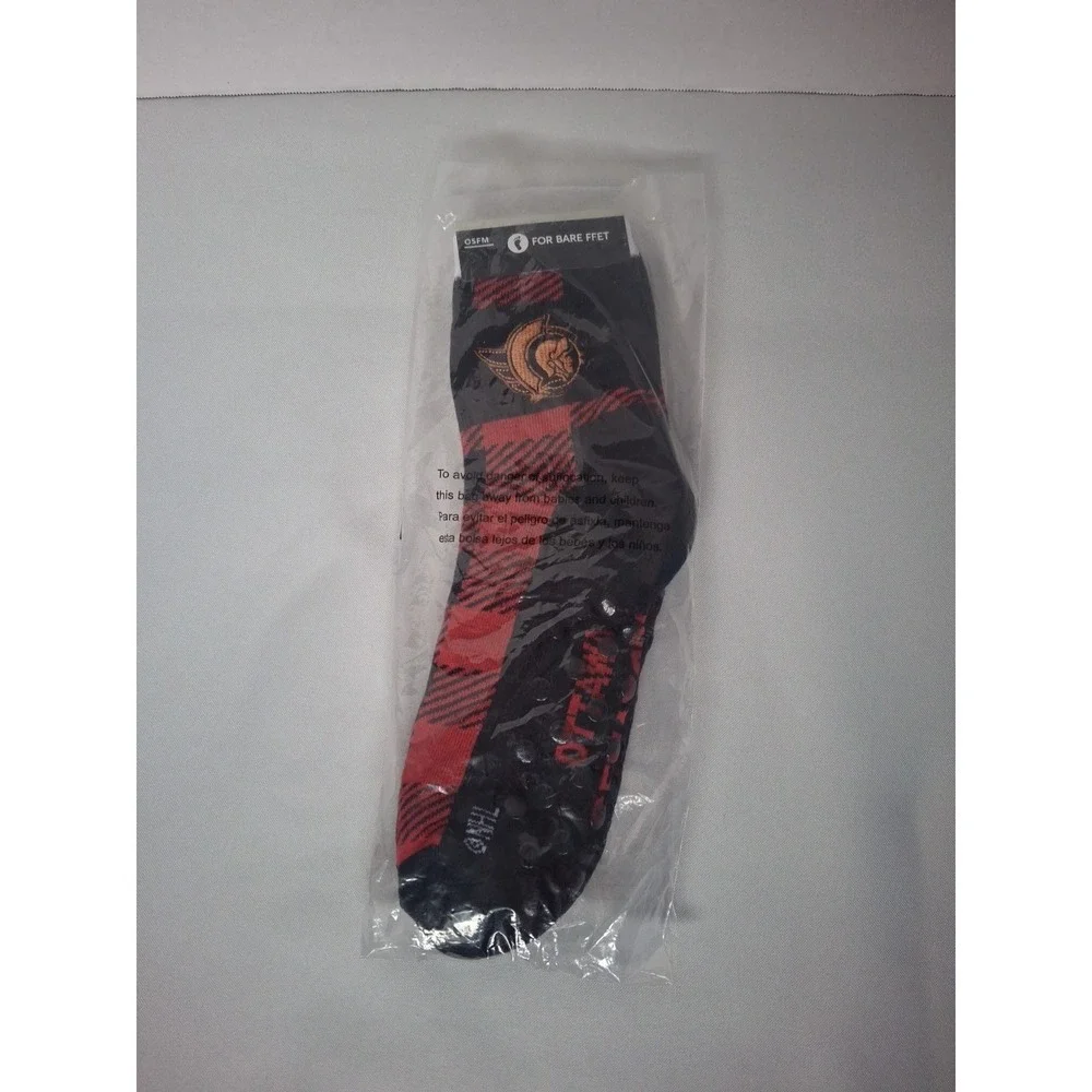 Ottawa‎ Senators NHL For Bare Feet Socks with Grip Dots Black Red OSFM New!